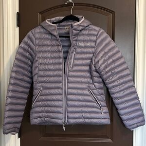 Marmot Lavender Hooded Puffer Jacket | Women’s Medium | Lightweight Insulated